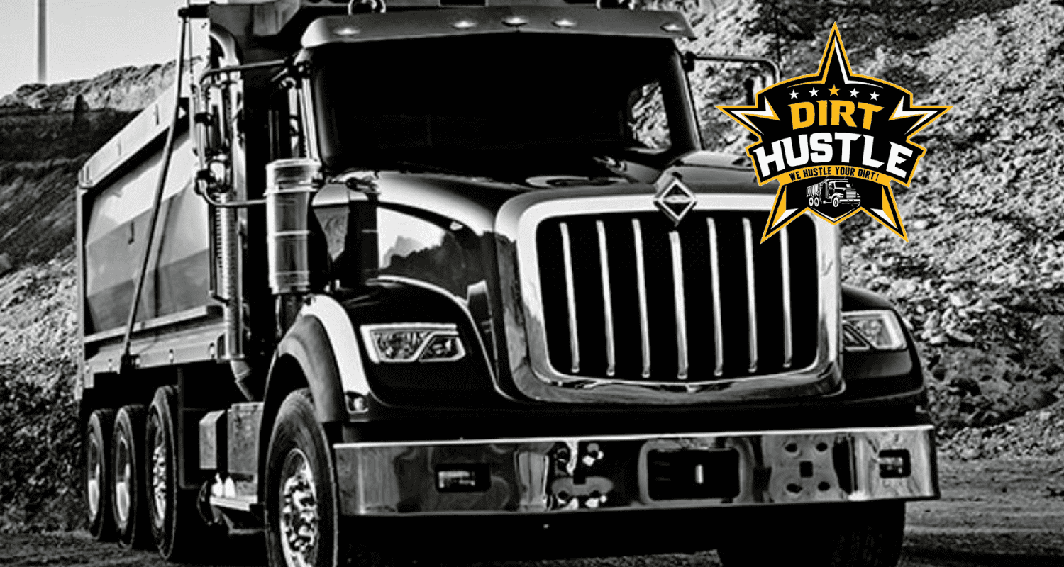 black and white Dump truck
